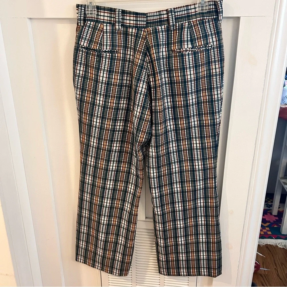 Vintage 1970s LEVI'S Panatela green Plaid Straight Leg pants